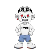 a cartoon character is wearing a type shirt