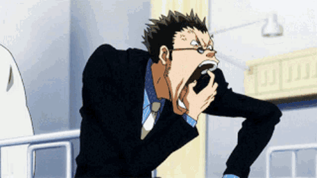 Fresh from the meme market — Iyami's face on Leorio from HxH