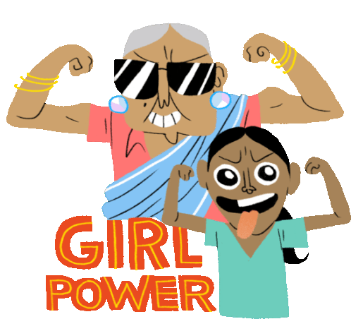 Girl And Grandma Girl Power Sticker - Modern Parivar Strong Girl Power Stickers