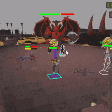 a screenshot of a video game with a monster named begone in the middle