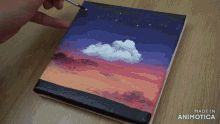 a painting of a sunset with a cloud is made by animatica