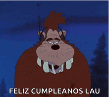 a cartoon of a monkey with the words feliz cumpleanos lau written below it