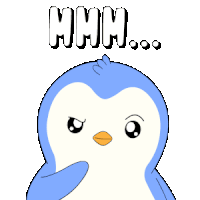 a blue and white penguin with the word hhh written above it