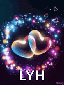a picture of two hearts with the name lyh