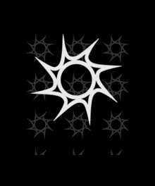 a black background with a white sun in the middle