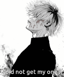a black and white drawing of a man with blood on his face and the words i did not get my one .