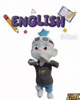 a cartoon character wearing a hoodie that says ' zhot ' on it