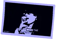 a black and white image of a woman with the words and he loses the internet