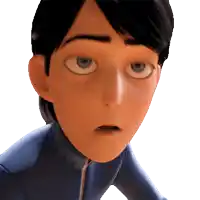 a close up of a cartoon character making a surprised face