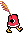 a pixel art drawing of a red item with a feather attached to it .