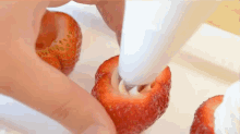 Cheesecake Stuffed Strawberries GIF