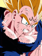 a close up of a cartoon character with a m on his face