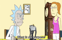 a cartoon character says what is my purpose