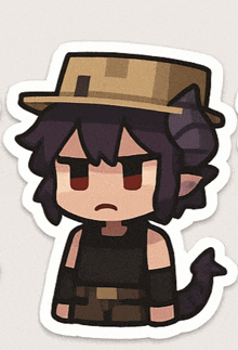 a cartoon character with horns and a hat