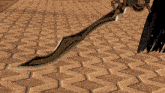 a sword is laying on a tile floor
