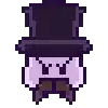 a pixel art illustration of a man wearing a top hat .