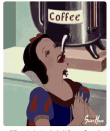 snow white coffee drinking