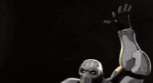 a cartoon character is holding a shield that has a yellow circle on it