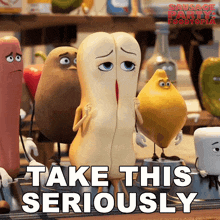 a poster for sausage party foodtopia shows a group of sausages and vegetables