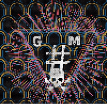 a colorful pixel art with the letters gm on it