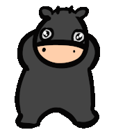 a cartoon drawing of a cow with big eyes and a yellow nose
