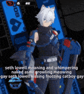 a screenshot of a video game shows a character named seth lowell moaning and whimpering