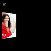 a woman in a red dress is in a circle with the word love surrounding her