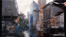 a painting of a cityscape is made in animatica