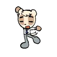 a pixel art drawing of a dog wearing a tie and a shirt