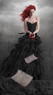 Red Rose Black Dress GIF - Red Rose Black Dress Red Haired GIFs