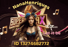 a nana henriques advertisement with a woman behind a microphone
