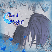 a picture of a man kissing another man with the words " good night " on it