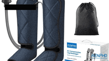 a pair of renpho air compression leg massager next to a black bag
