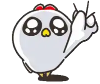 a cartoon bird with big eyes and a yellow beak is giving the ok sign