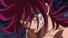 a close up of a cartoon character with red hair and a bandage on his face