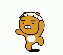 a cartoon of a brown teddy bear wearing a white hat .