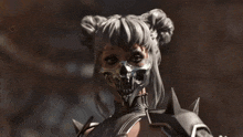 a girl with a skull mask on her face