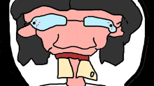 a cartoon drawing of a man with glasses and a yellow shirt