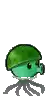 a cartoon octopus wearing a green helmet and a military hat .