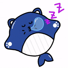 cat whale cute blue zzz