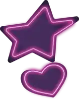 a purple neon star and a purple neon heart