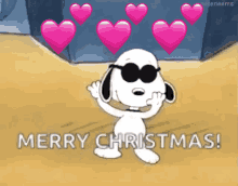 snoopy dance merry christmas hearts