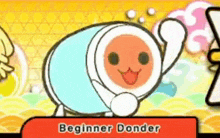 a cartoon drawing of a beginner donder drum