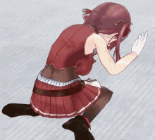 a drawing of a girl with red hair and a red dress