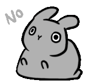 a black and white drawing of a rabbit with the word no below it