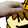 a close up of a person 's hand on a cartoon character .