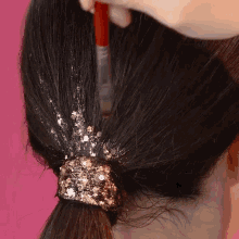 painting hair gold glitter beauty ponytail