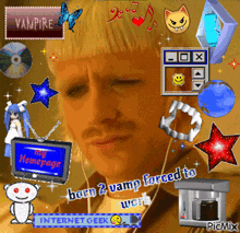 a picture of a man with the words born 2 vamp forced to work