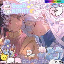 a picture of two anime girls with the words good night