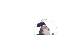 a cartoon drawing of a totoro with an umbrella
